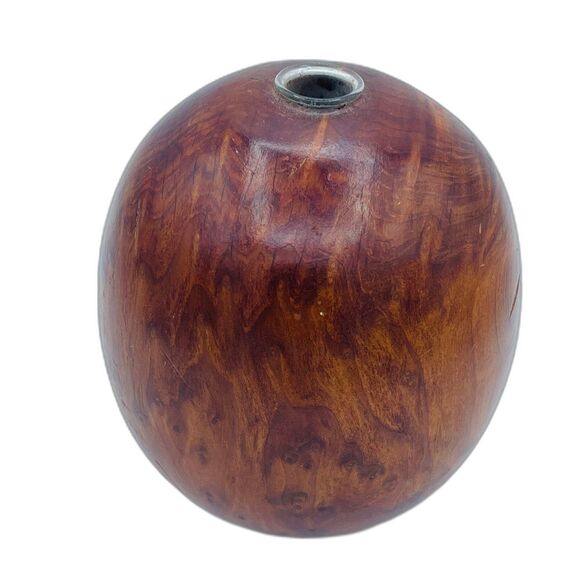 Vintage Authentic California Redwood Solid Wood Rounded Spherical Bud Vase MCM - Picture 1 of 10